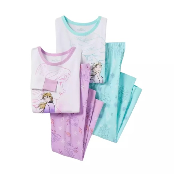 Disney Other - Girls Frozen 4pc Snug Fit Long Sleeve Pajama Set White Size 6